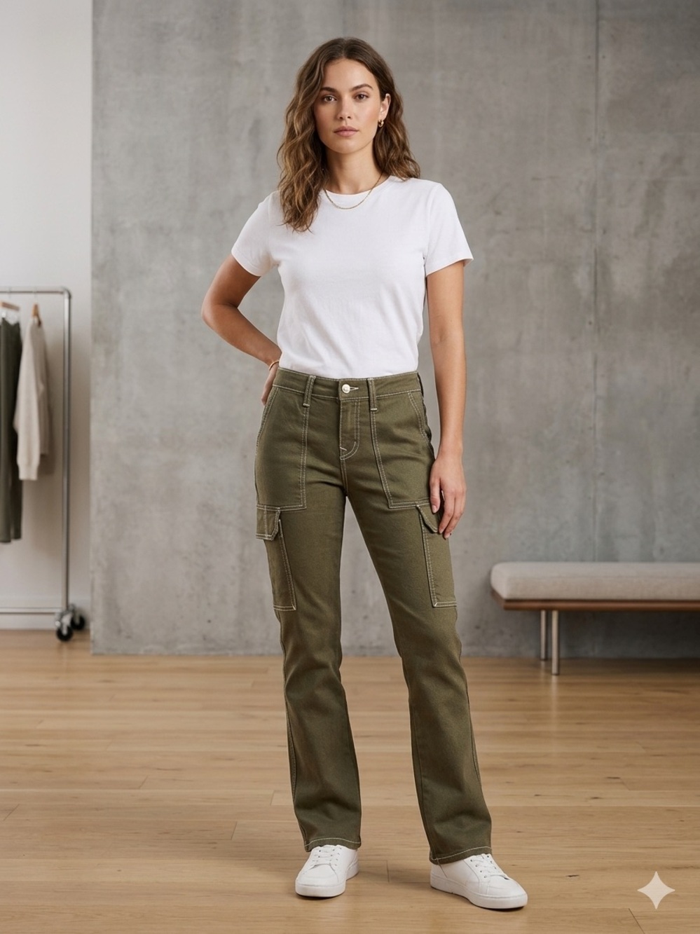 True Religion Olive Green Cargo Jeans